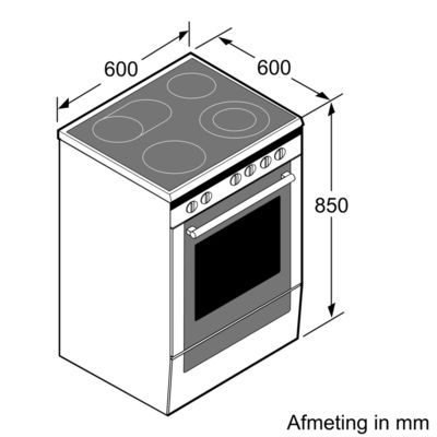 Maattekening BOSCH fornuis inductie HCA748220