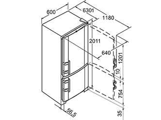 Maattekening LIEBHERR koelkast wit CNP4003-20