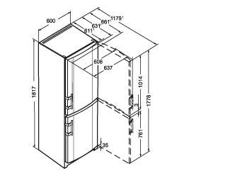 Maattekening LIEBHERR koelkast CP3413-21