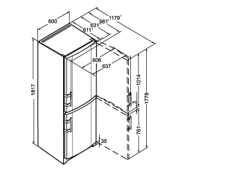 Maattekening LIEBHERR koelkast CP3523-22