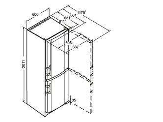 Maattekening LIEBHERR koelkast rvs CPesf4023-23