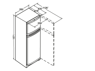 Maattekening LIEBHERR koelkast wit CT2931-21