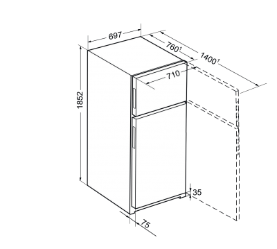 Maattekening LIEBHERR koelkast rvs CTNef5215-20