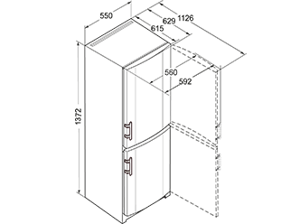 Maattekening LIEBHERR koelkast CU2311-20