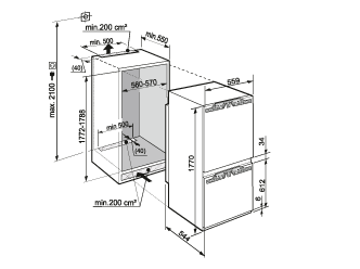 Maattekening LIEBHERR koelkast inbouw IKV3214-22