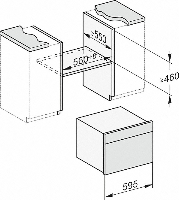 Afmetingen MIELE combi-stoomoven inbouw zwart DGC 7640 ZWART