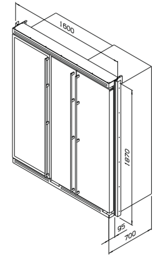 Maattekening O+F Amerikaanse koelkast inbouw W65AKGF CNPX