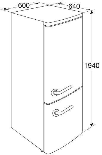 Maattekening PELGRIM koelkast beige PKV194BEI (outlet)